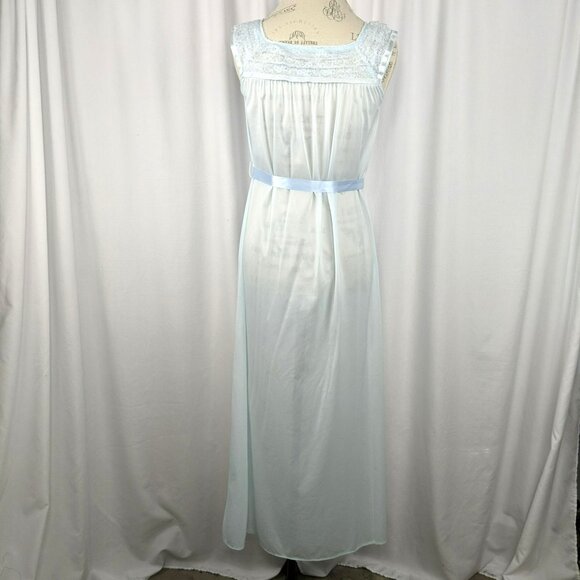 Vintage Henson Nightgown X Small Blue Long Old Hollywood - Picture 5 of 8